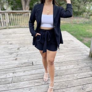 NWOT 2 Piece Black Blazer Short Set